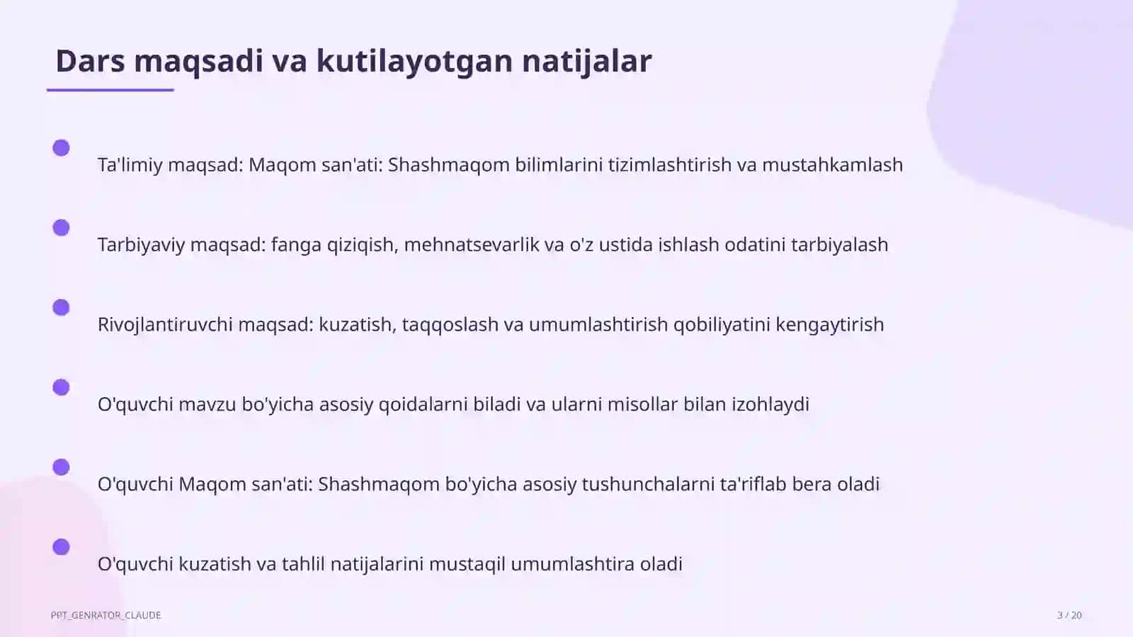 Maqom san'ati: Shashmaqom (5-sinf) 3