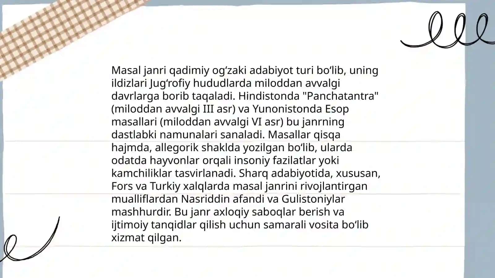 Masal janriga xos matnlar ustida ishlash metodikasi 3