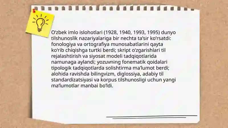 Oʻzbek tili imlo qoidalarining dunyo tilshunosligiga taʼsiri 3