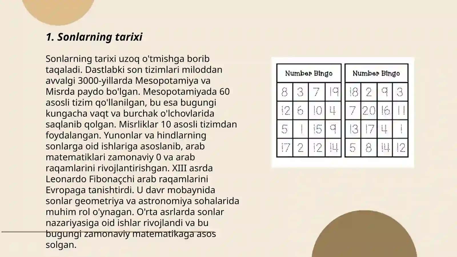 Sonlarning Tarixi 3