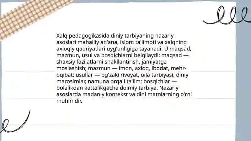 Xalq pedagogikasida diniy tarbiyaning ifodalanishi 3