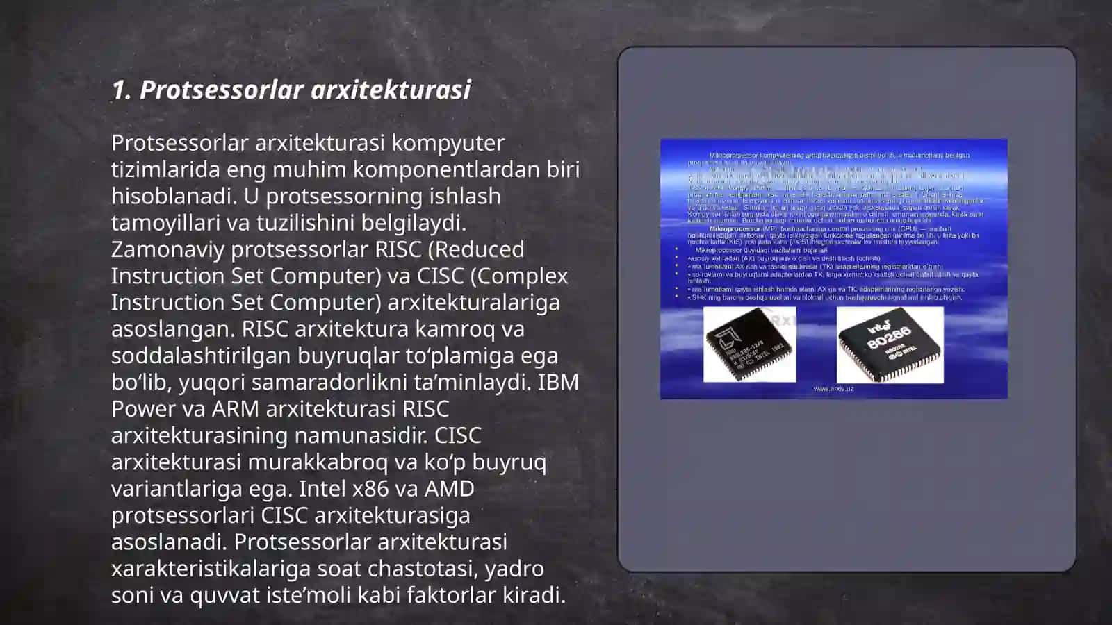 Protsessorlar tuzilishi, protsessorlarning ichki registirlari 3