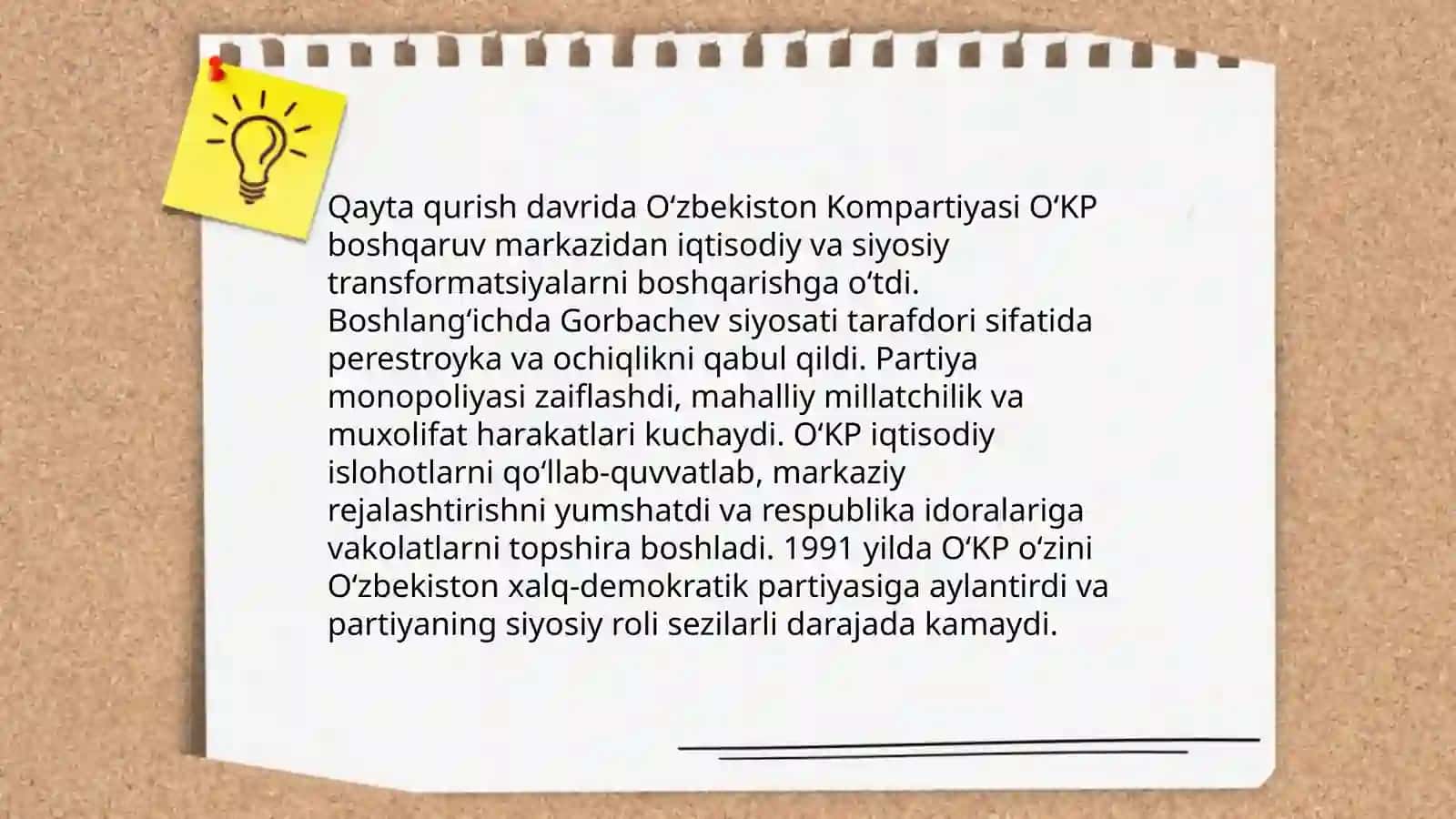 Qayta qurish” yillarida O’zbekistondagi ijtimoiy-siyosiy vaziyat 3
