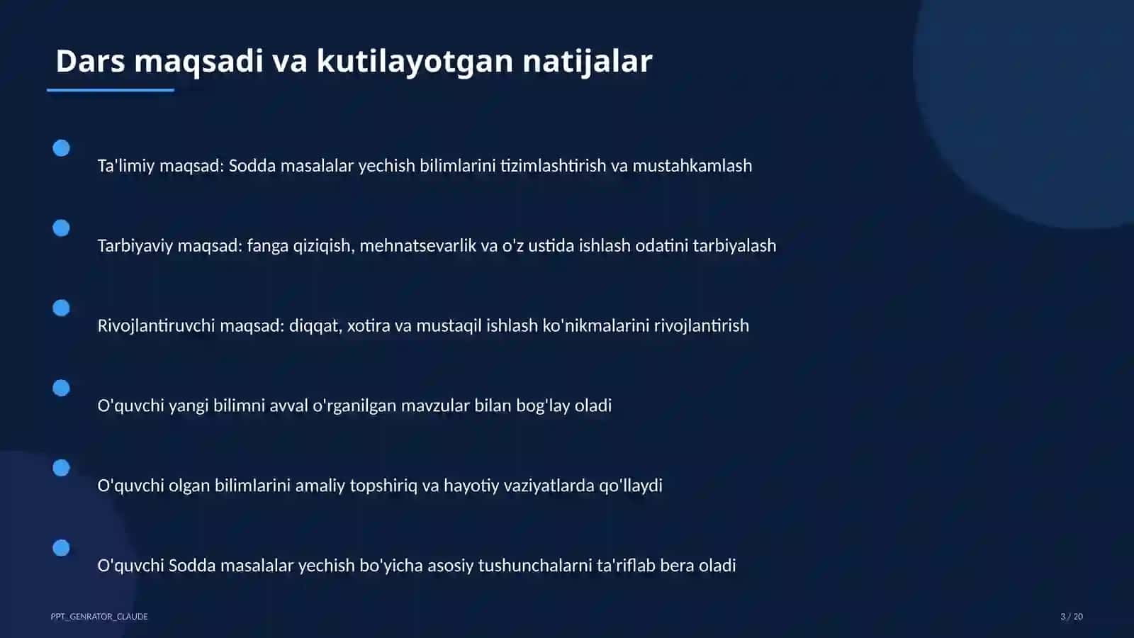 Sodda masalalar yechish (1-sinf) 3