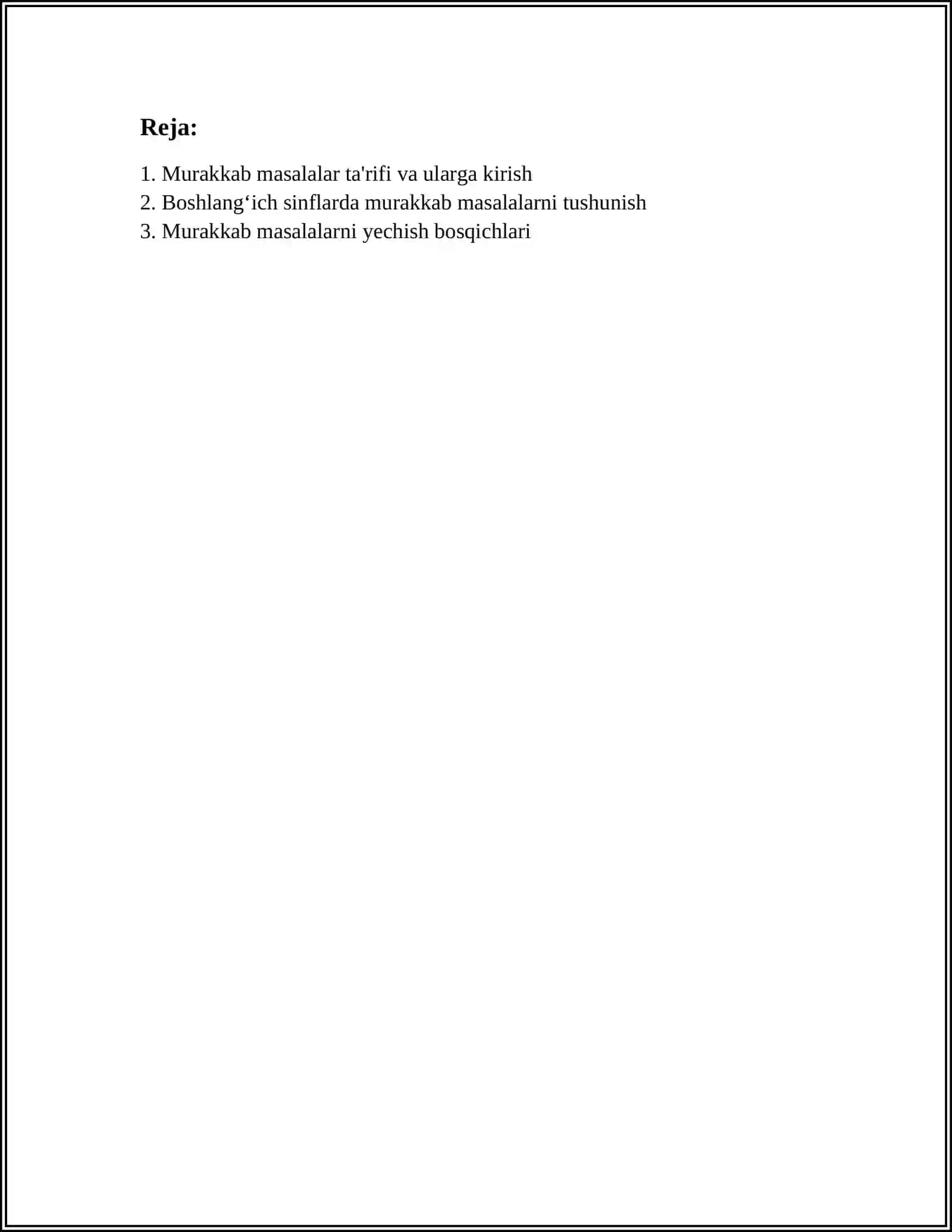 BOSHLANGʻICH SINFLARDA MURAKKAB MASALALAR USTIDA ISHLASH METODIKASI 3