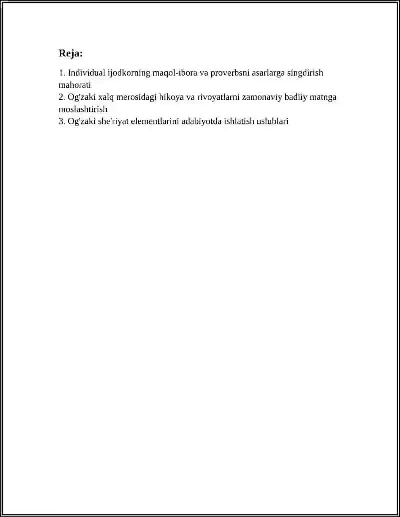 INDIVIDUAL IJODKORNING XALQ OG'ZAKI IJODIDAN FOYDALANISH MAHORATI 3