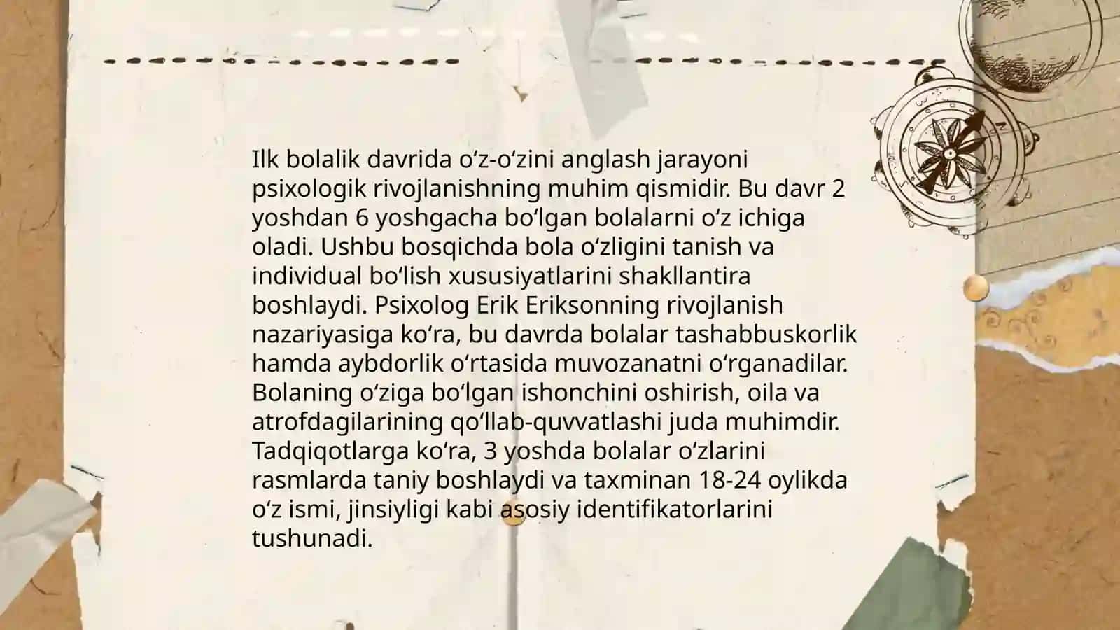 Ilk bolalik davridanoq oʻz-oʻzini anglash 3