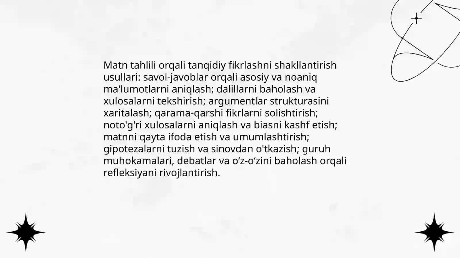 Matn bilan ishlash orqali oʻquvchilarda tanqidiy fikrlashni rivojlantirish 3