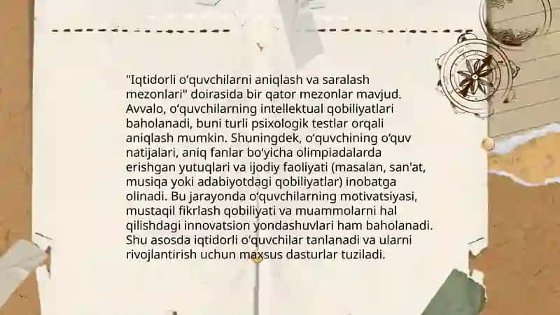 Iqtidorli oʻquvchilarni oʻqitish.Pedagogik diagnostikada nazorat qilish va baholash 3