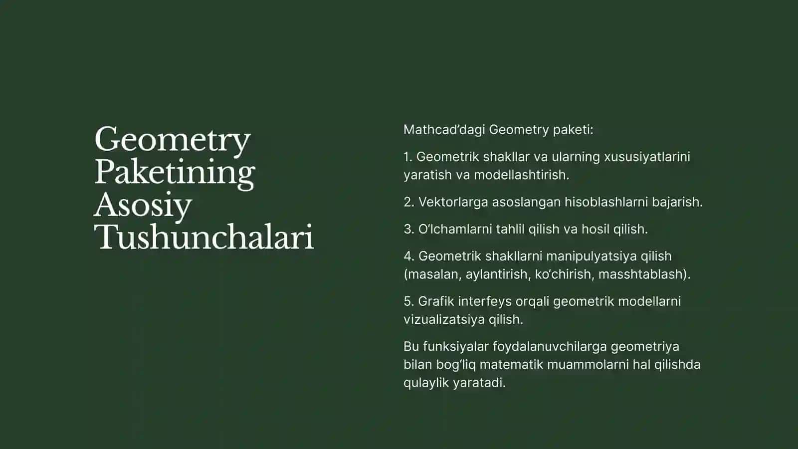Mathcad’da Geometry Paketi va Uning Funksiyalari 3