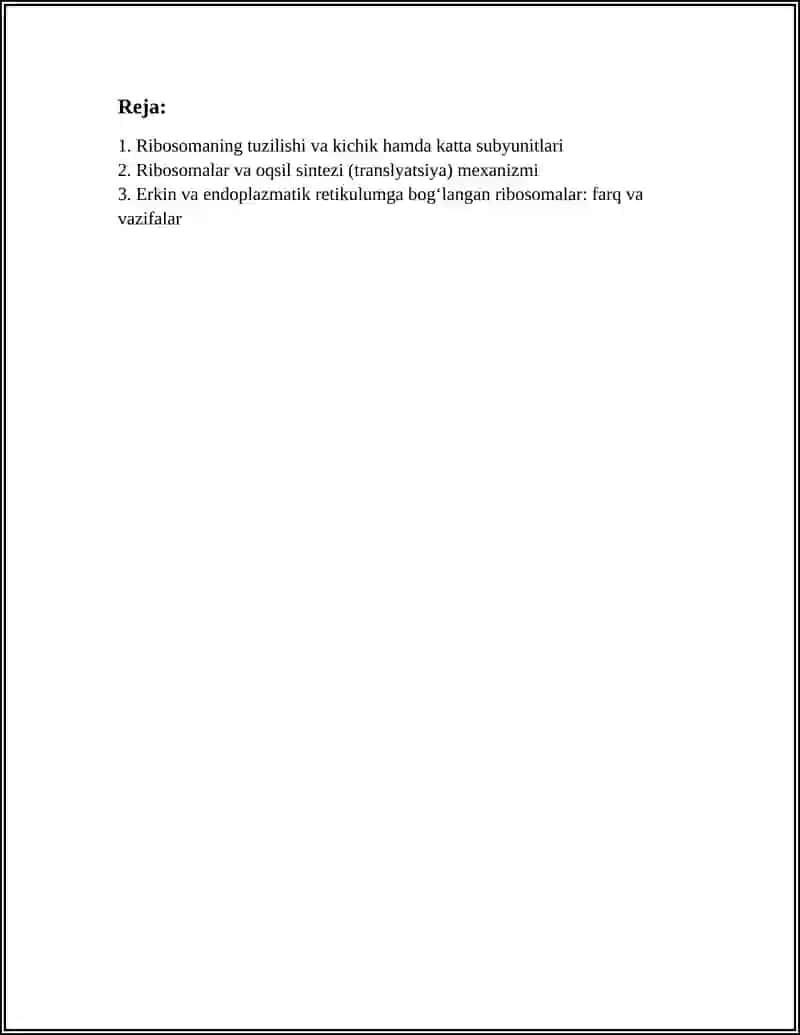 HUJAYRA ORGANOIDLARI: RIBASOMA SITOSIKALET YADRO 3