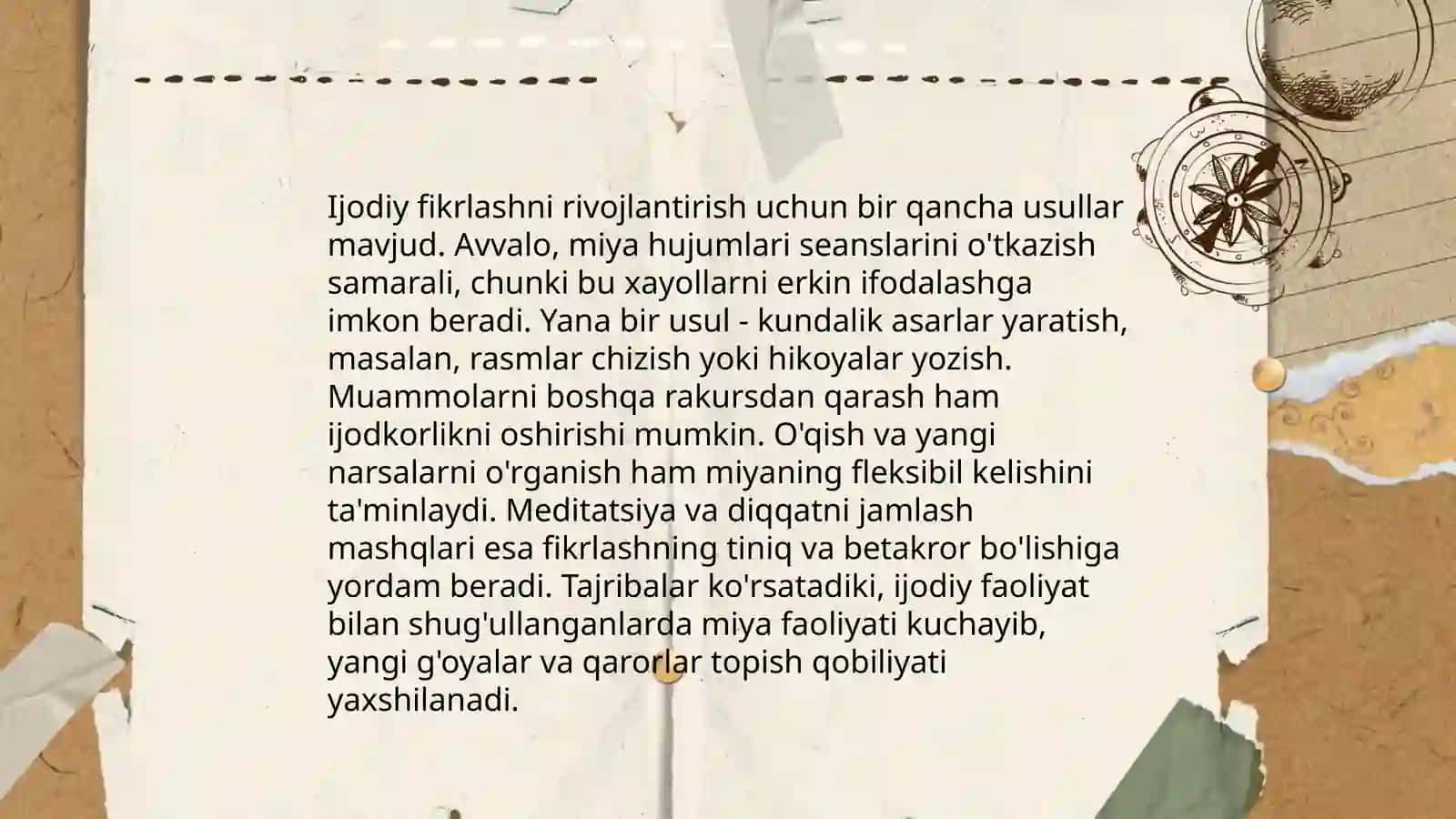 Ijodiy fikrlashni rivojlantirish usullari 3