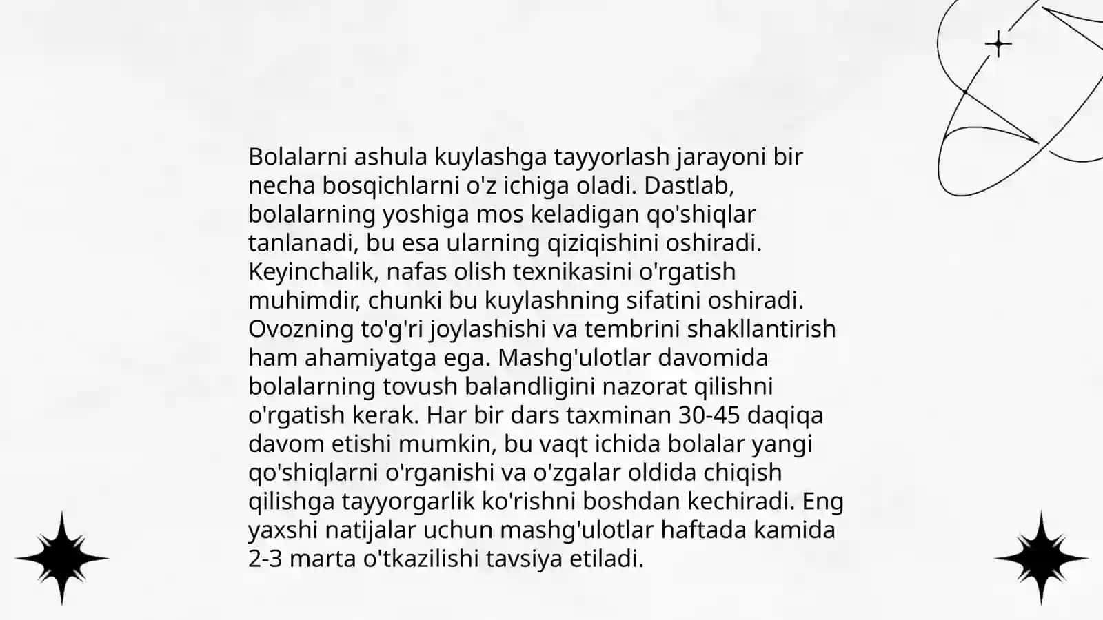 Bolalarni ashula aytishga,musiqa tinglash va musiqaviy- ritmik harakatlarni òrgatish 3