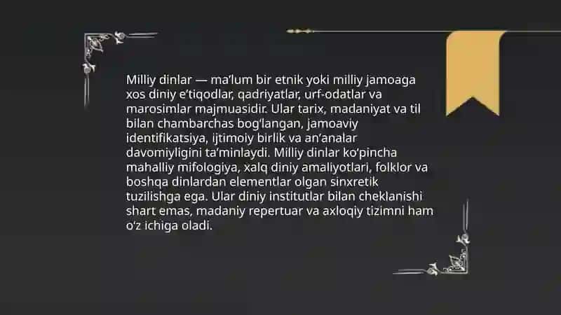 Milliy dinlar 3