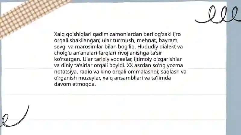 Xalq qo'shiqlari va cholg'u kuylari 3
