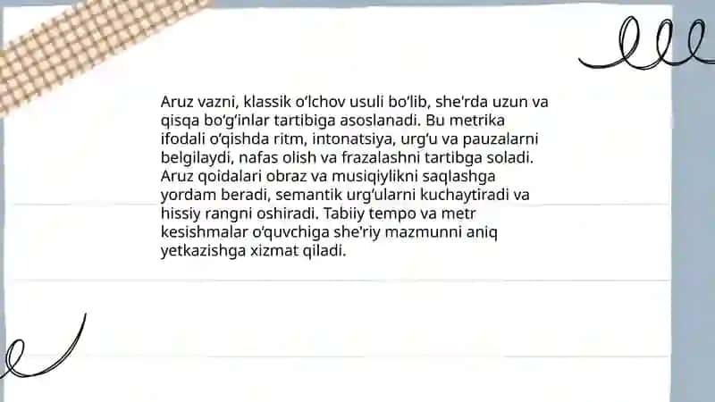 Aruz vaznidagi asarlarni ifodali o‘qish 3
