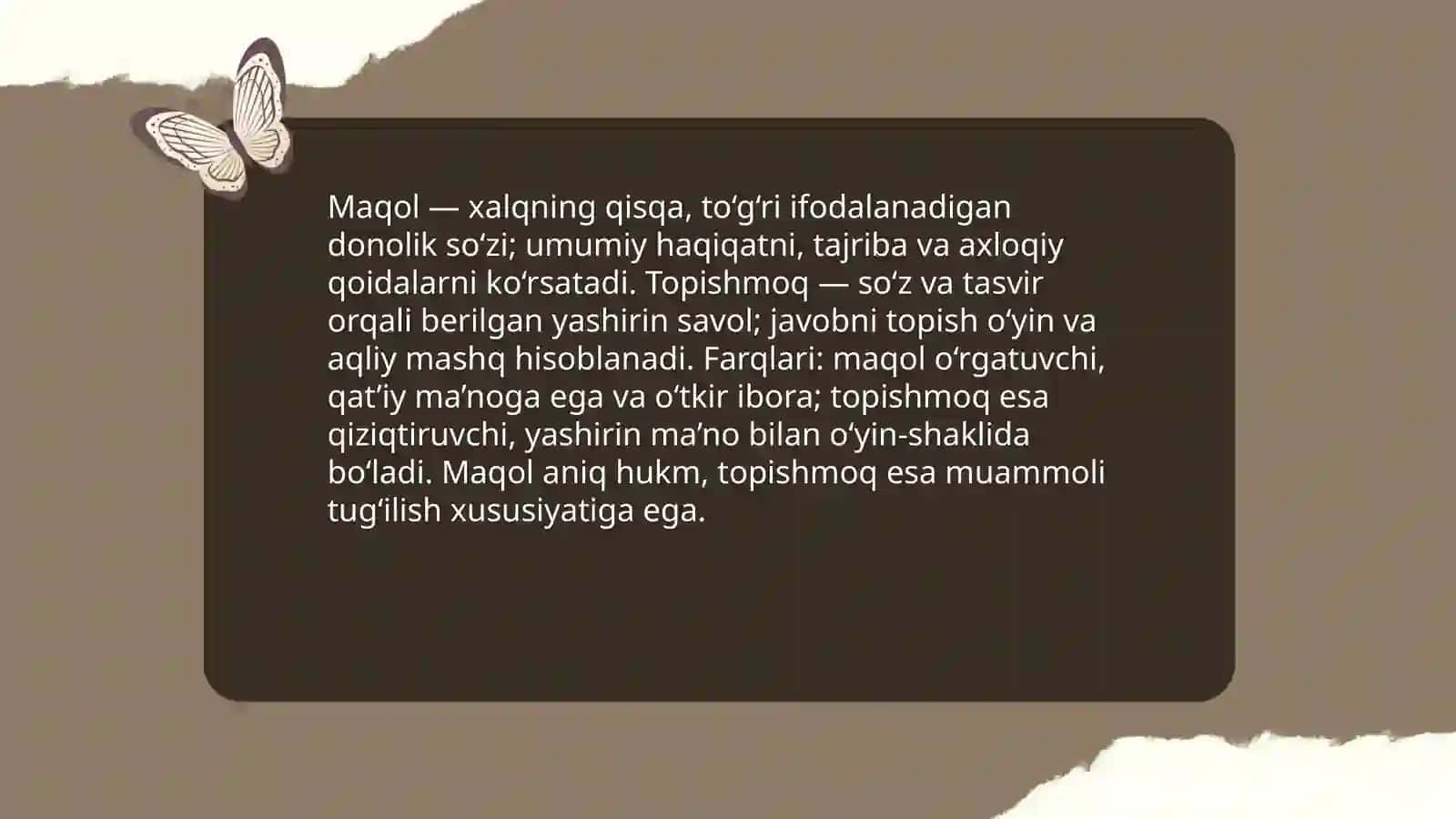 Maqol va topishmoqlar Mohlaroy 3