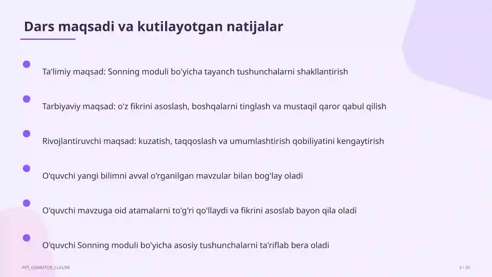 Sonning moduli (6-sinf) 3