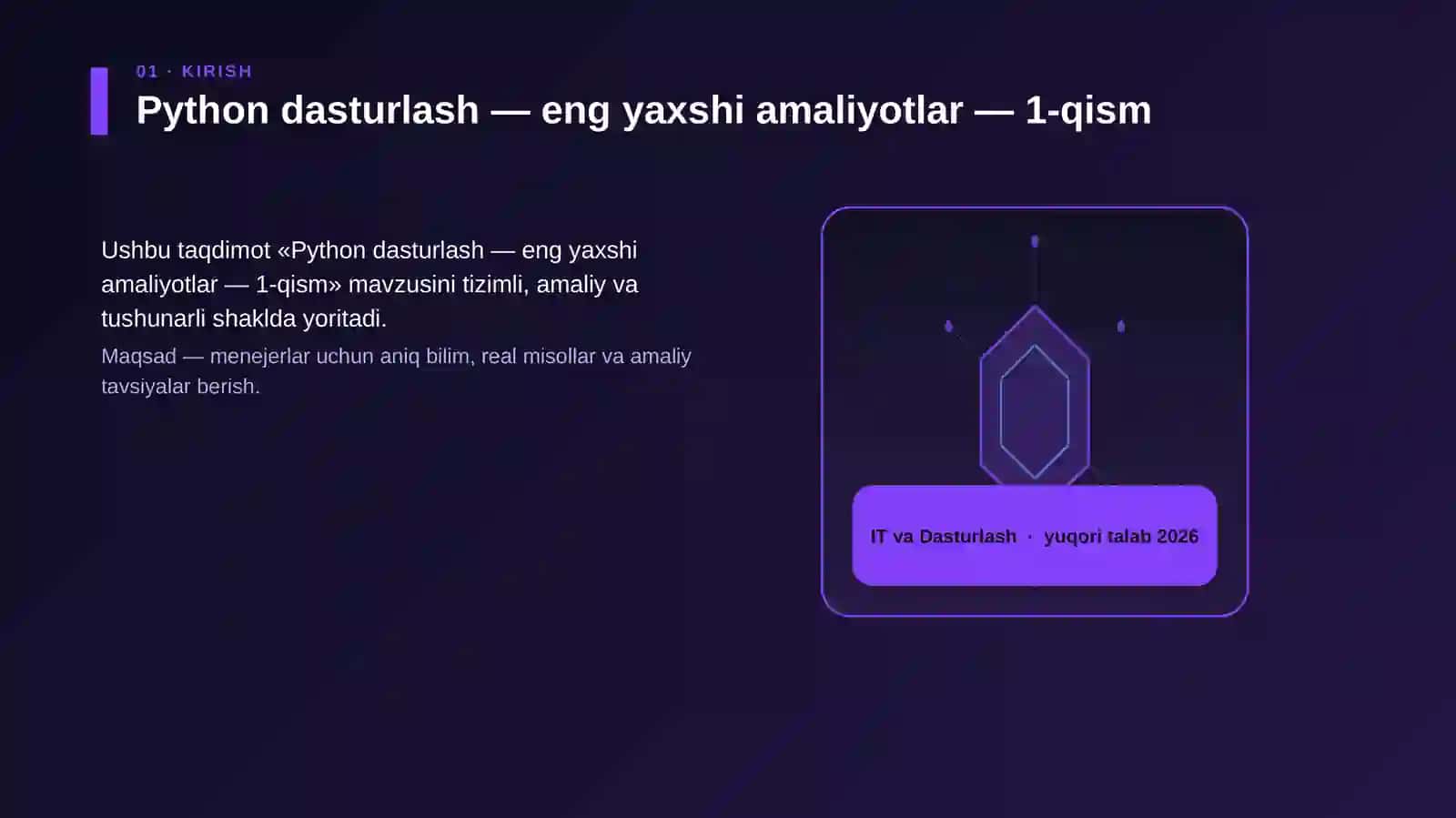 Python dasturlash — eng yaxshi amaliyotlar — 1-qism 3