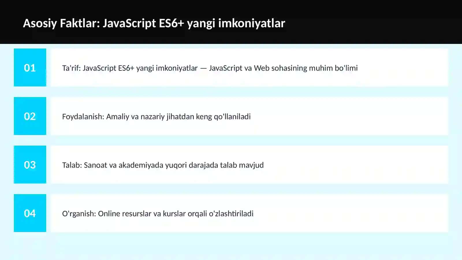 JavaScript ES6+ yangi imkoniyatlar 3