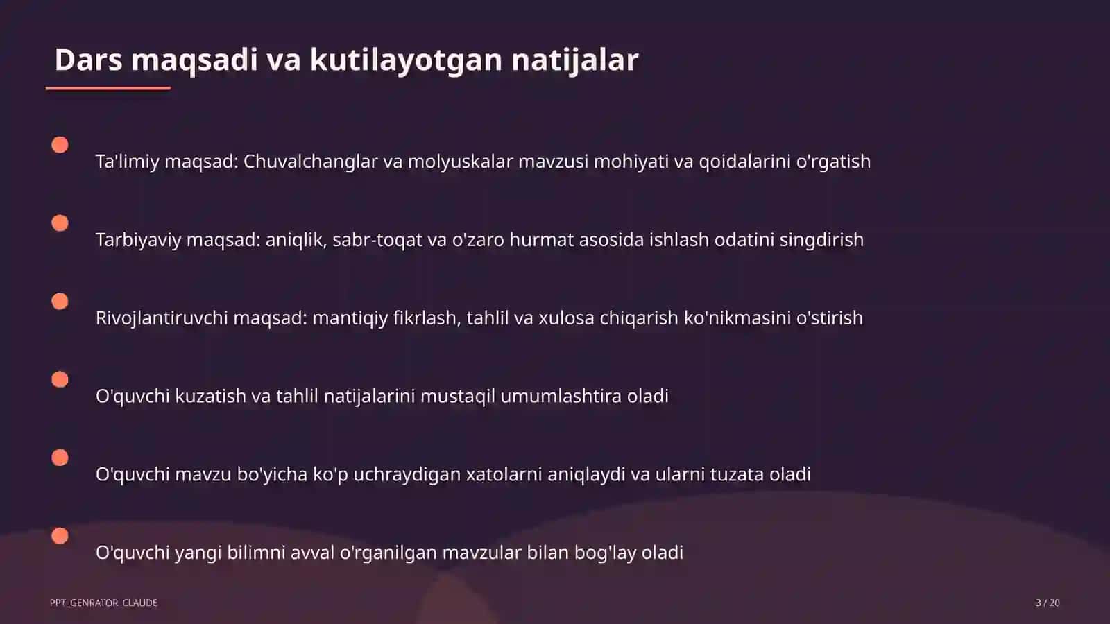 Chuvalchanglar va molyuskalar (7-sinf) 3