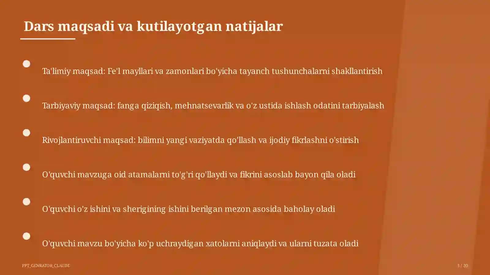 Fe'l mayllari va zamonlari (7-sinf) 3