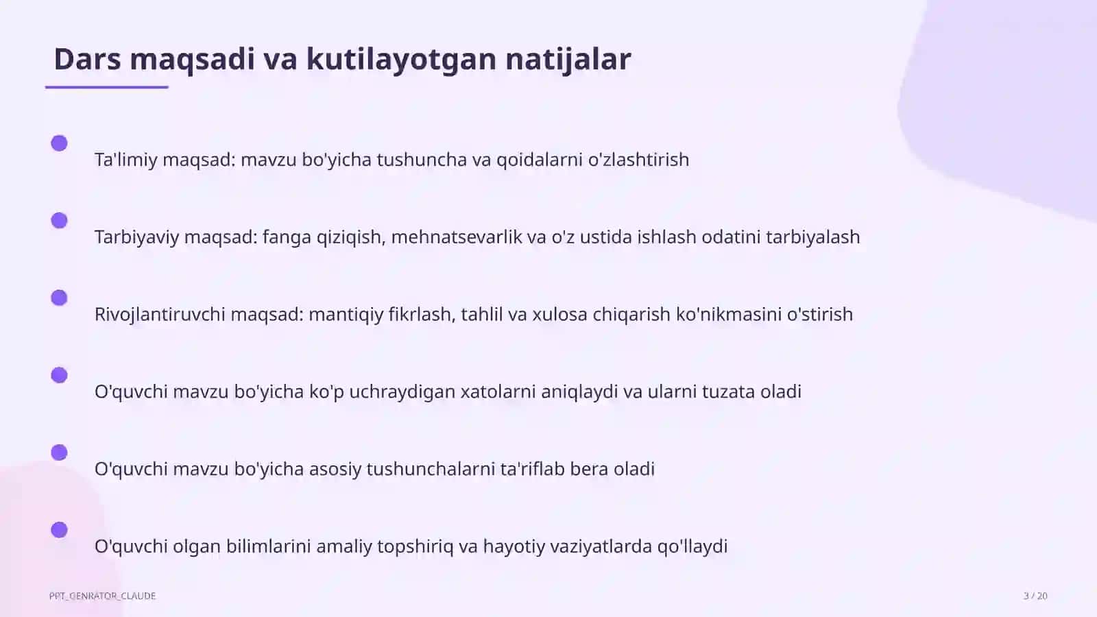 Dars rejasi 3