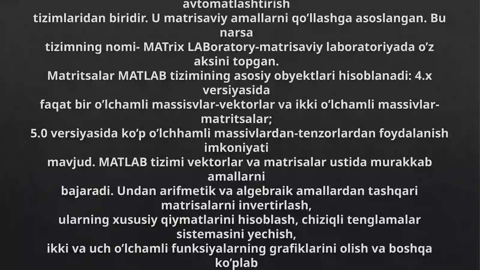 MATLAB dasturi imkoniyatlari 3