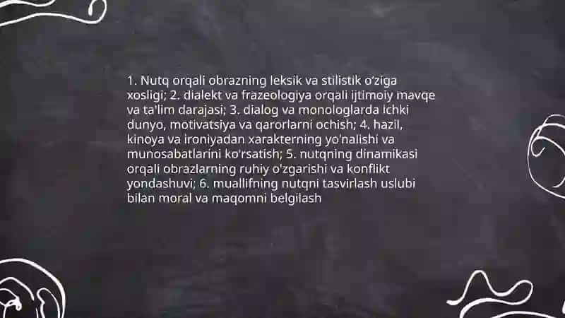 Shum bola asarida qahramon nutq ustida ishlash 3