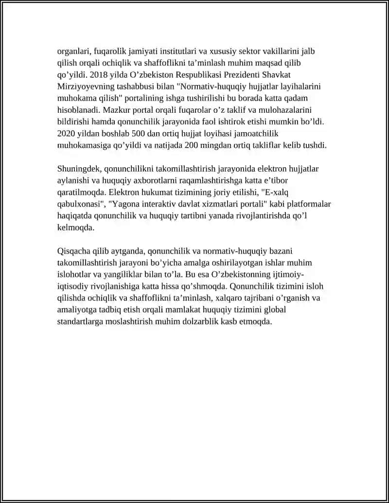 OʻZBEKISTON RESPUBLIKASIDA HUJJATCHILIGNINING TAKOMILLASHI 4