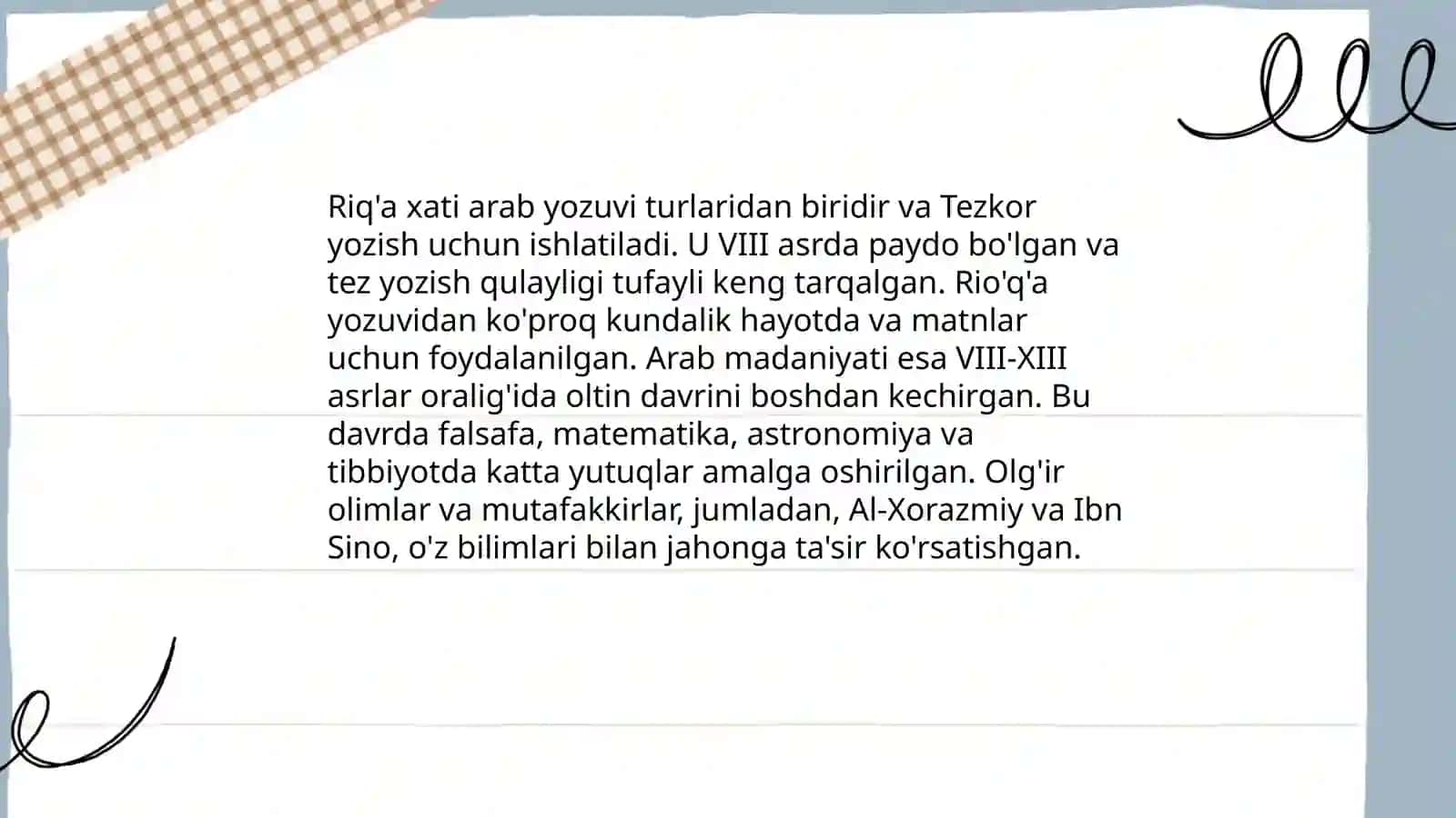 Arab tilida riq'a xati 4