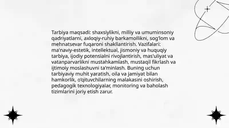 Tarbiya jarayonining mohiyati, mazmuni, tarbiya tamoyillari va metodlari 4