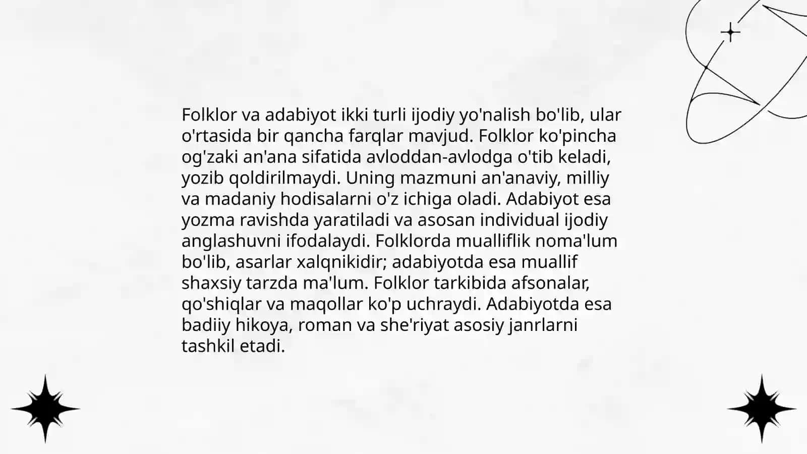 Folklor va badiiy adabiyot munosabatlari Folklorizm tushunchasi 4