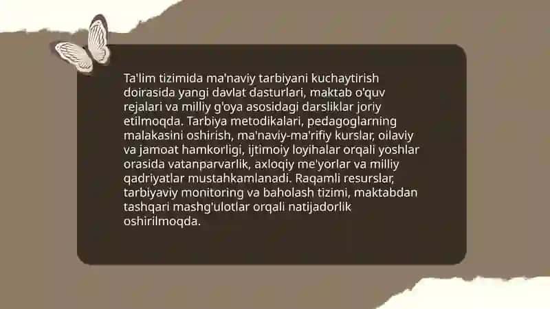 Yangi O'zbekistonda amalga oshirilayotgan ma’naviy o'zgarishlar 4