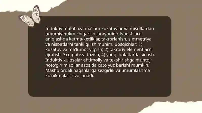 Mantiqiy fikrlashga oid masalalar ustida ishlash(ishlash) Nasimova (Erkinova) Tillaxon 4