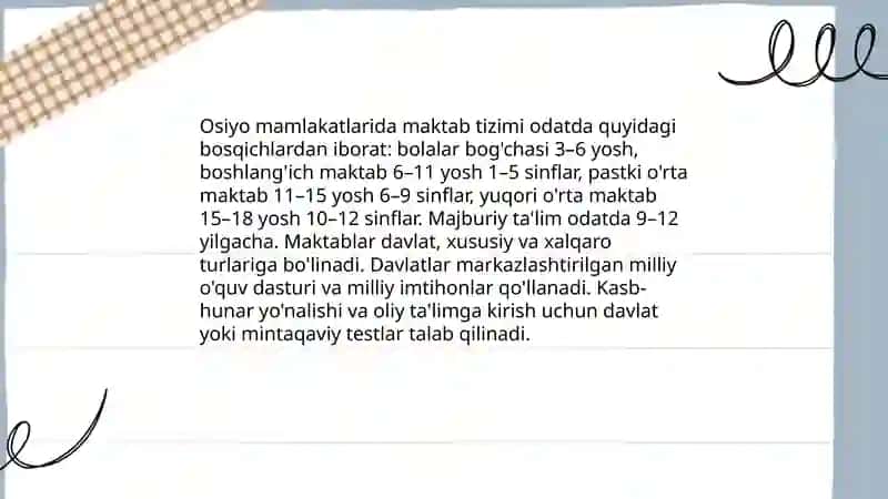 Osiyo mamlakatlarida ta'lim-tarbiya 4