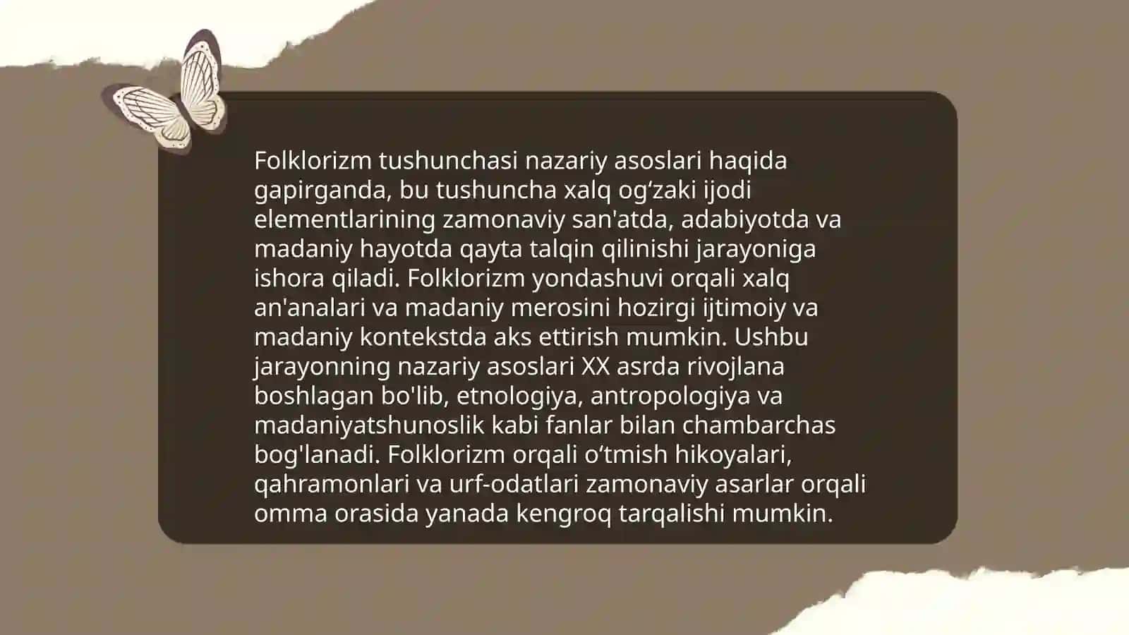 Folklor va badiiy adabiyot munosabatlari.Folklorizm tushunchasi 4