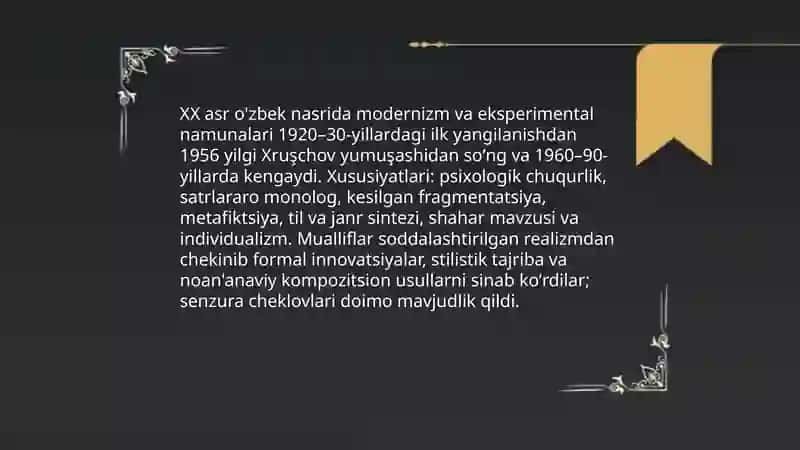 XX ASR O'ZBEK NASRIDA N NAMUNALAR 4