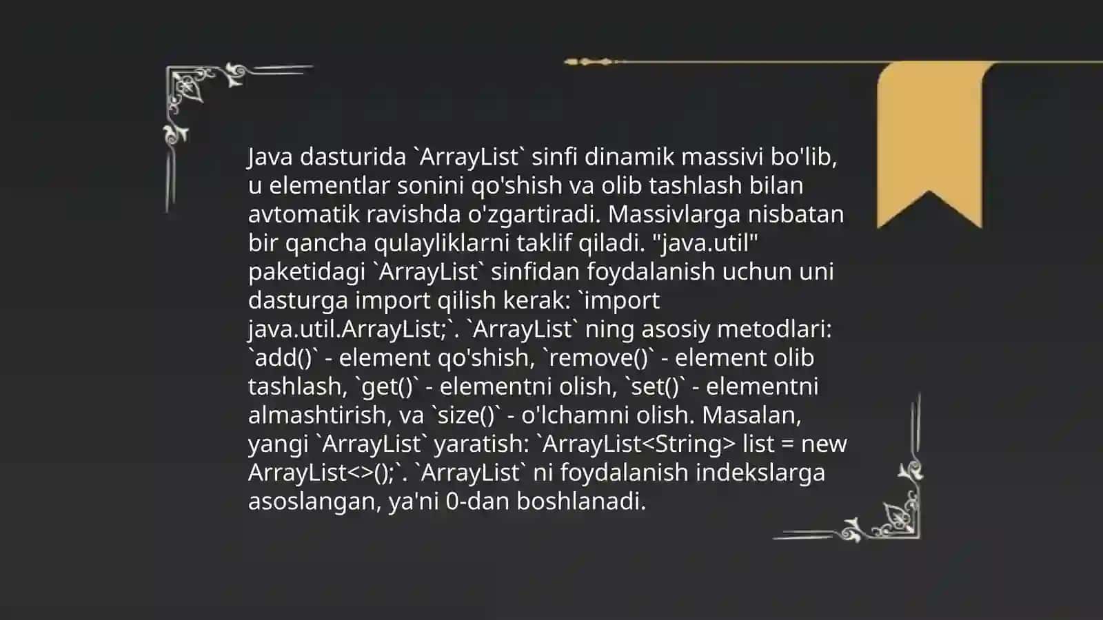 Ro'yxatlar va ularning turlari Java dasturlash tilida 4