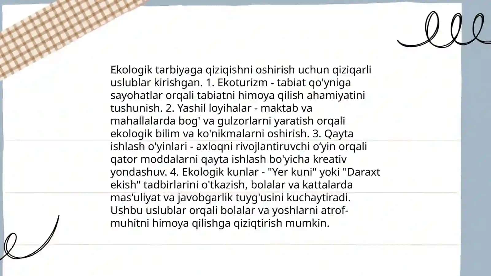 Maktabgacha taʼlim muassasalari ekologik tarbiyaning oʻrni 4