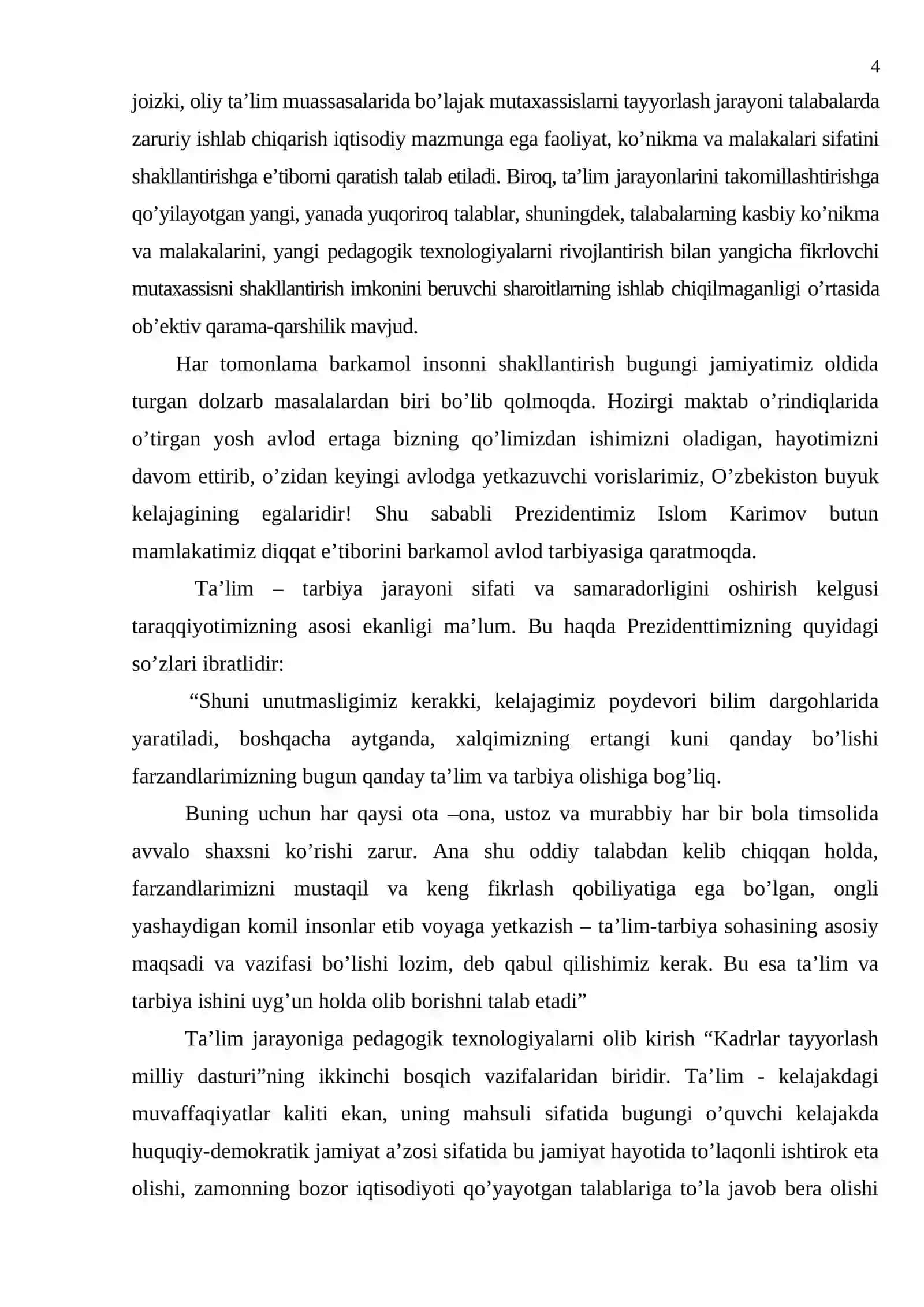 BOSHLANG’ICH SINF MATEMATIKA DARSLARIDA ARIFMETIK AMALLARNI O’RGATISH METODIKASI 4