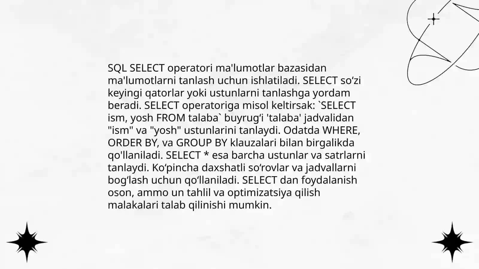 SQL tili va SQL operatorlarini yozish 4