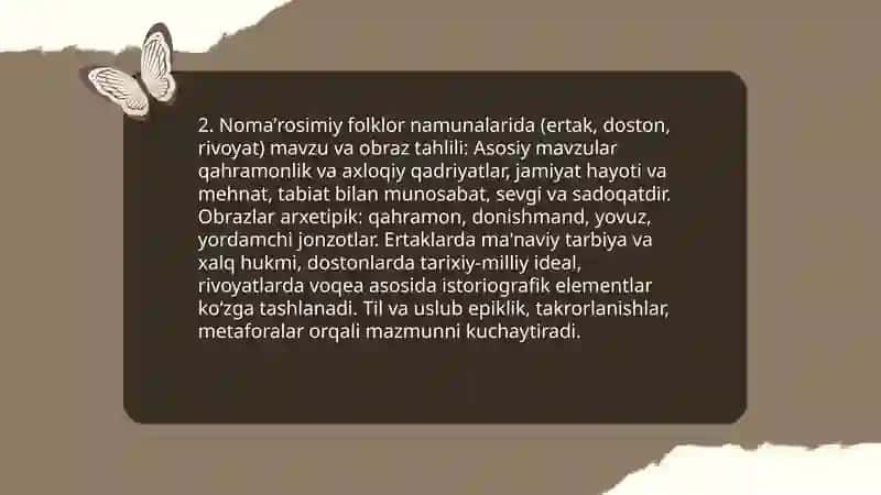 Marosim va nomarosim folklor janrlari folklor namunalari tahlili 4