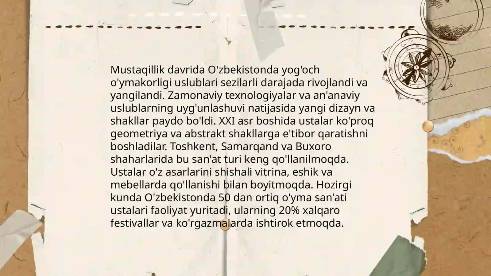 O‘zbekiston mustaqilligi yillarida yog‘och o‘ymakorligi san'ati 4
