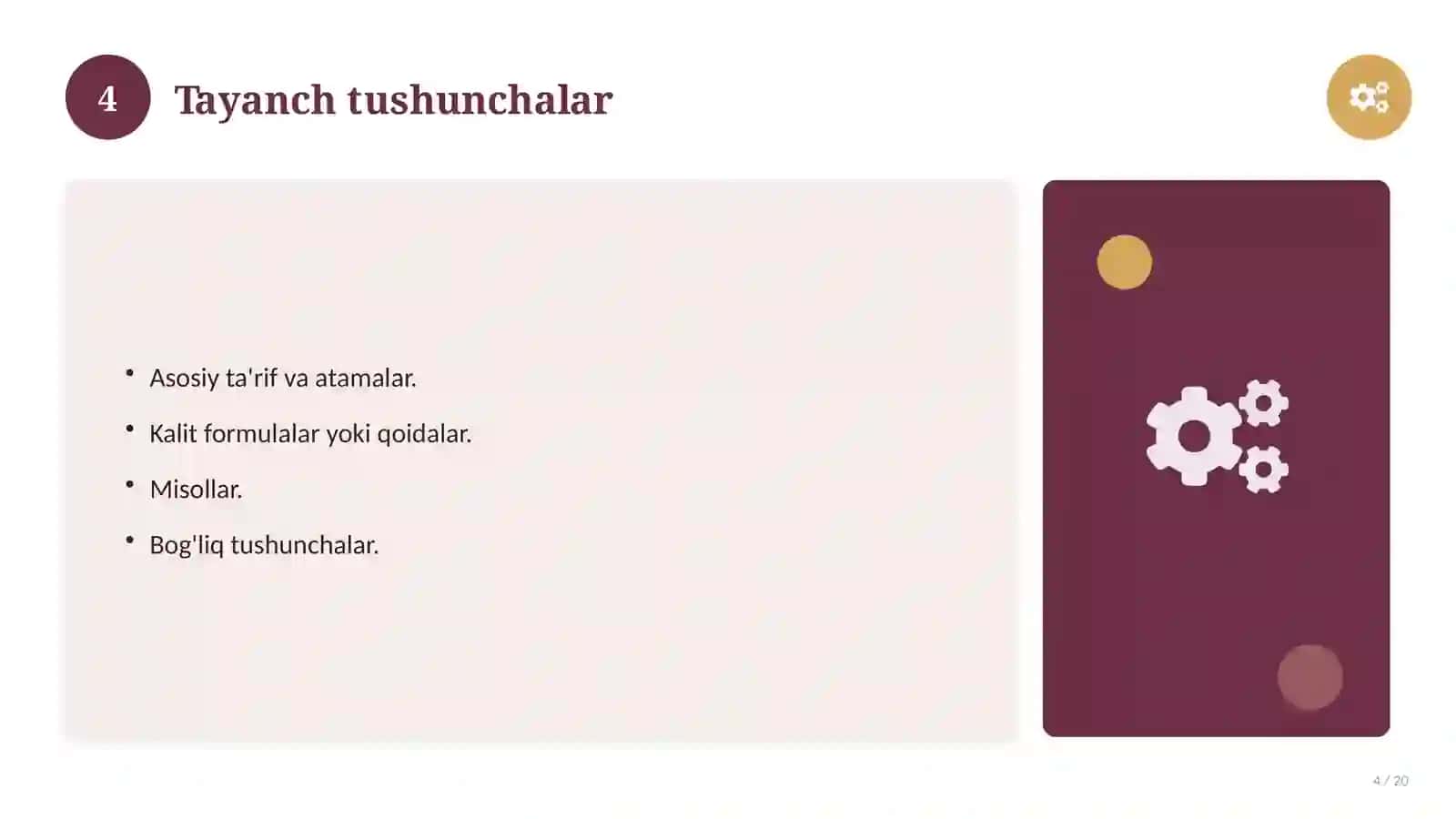 Matematika fanidan 9-sinf: 6-mavzu uchun batafsil dars ishlanmasi 4