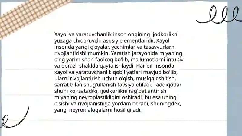 Xayol va Tafakkur 4