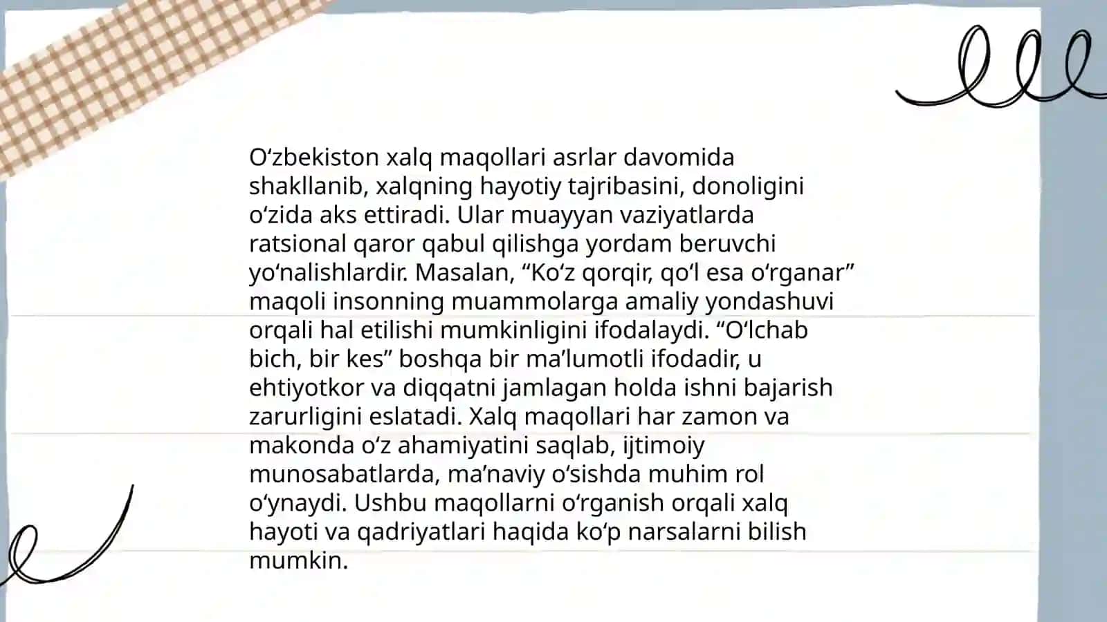 Lirik qoʻshiqlar va xalq maqollari 4