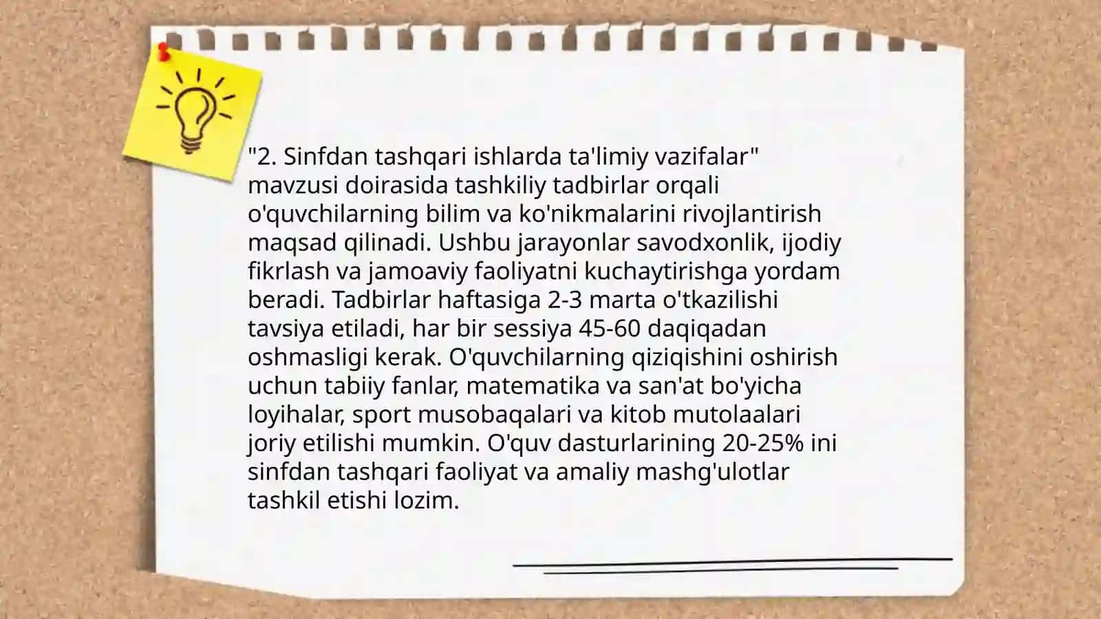 Sinfdan tashqari ishlarni tashkil etishning maqsadi va vazifasini o‘rganish 4