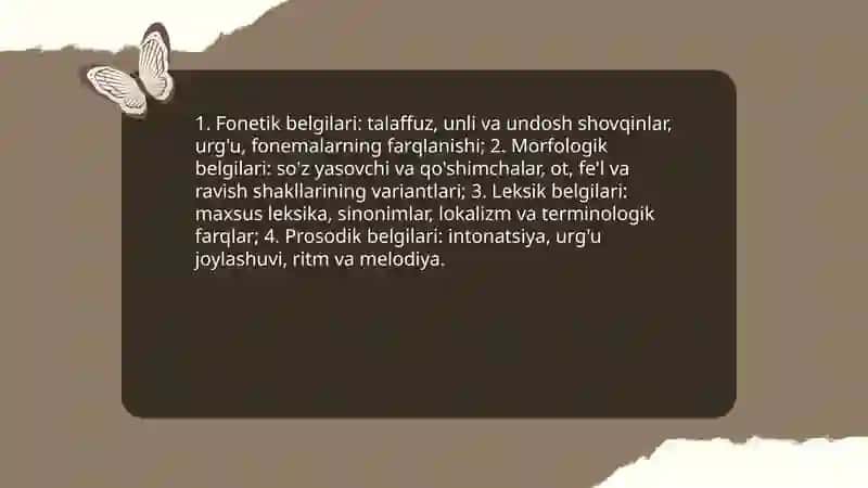 O‘zbek shevalarining sohalar bo‘yicha guruhlanishi 4