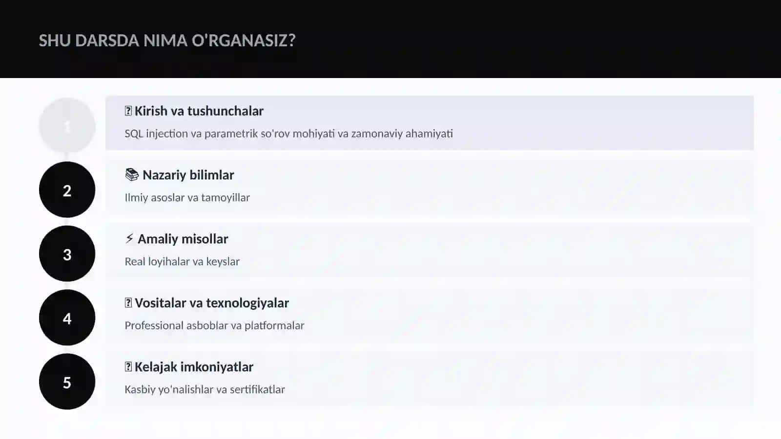SQL injection va parametrik so'rov 4